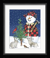 Lodge Snowmen IV Framed Print