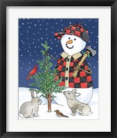 Lodge Snowmen IV Framed Print