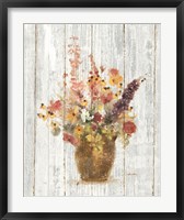 Wild Flowers in Vase I on Barn Board Fine Art Print