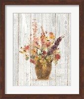 Wild Flowers in Vase I on Barn Board Fine Art Print