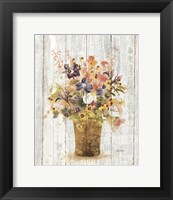 Wild Flowers in Vase II on Barn Board Fine Art Print