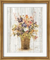 Wild Flowers in Vase II on Barn Board Fine Art Print