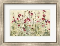 Hollyhocks Row Cool Fine Art Print