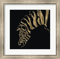 Gilded Zebra on Black Fine Art Print