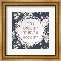 It's a Good Day - Dots and Flowers on Blue Fine Art Print
