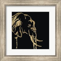 Gilded Elephant on Black Fine Art Print