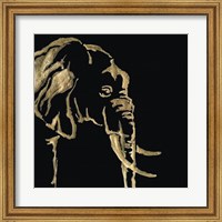 Gilded Elephant on Black Fine Art Print