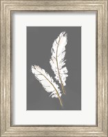 Gold Feathers I on Grey Fine Art Print