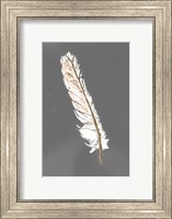 Gold Feathers II on Grey Fine Art Print