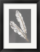 Gold Feathers III on Grey Fine Art Print