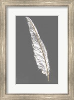 Gold Feathers VI on Grey Fine Art Print