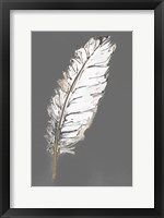 Gold Feathers VII on Grey Framed Print