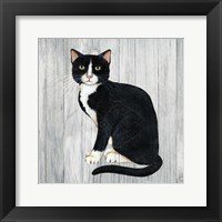 Country Kitty I on Wood Framed Print