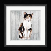 Country Kitty III on Wood Framed Print