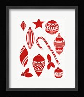 Christmas Otomi Tile III Framed Print