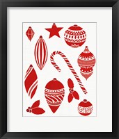 Christmas Otomi Tile III Framed Print