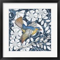 Arts and Crafts Bird Indigo III Framed Print