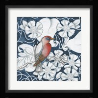 Arts and Crafts Bird Indigo I Fine Art Print