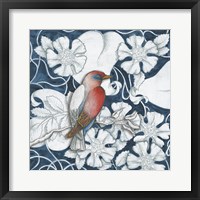 Arts and Crafts Bird Indigo I Framed Print