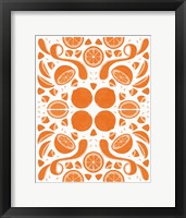 Retro Orange Otomi Monotone Framed Print