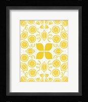 Retro Lemon Otomi Monotone Framed Print