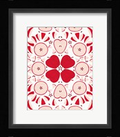 Retro Apple Otomi Monotone Framed Print
