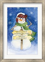 Snowman Saying III on Blue Fine Art Print