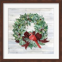 Holiday Wreath I on Wood Fine Art Print