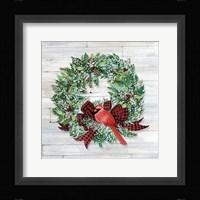 Holiday Wreath I on Wood Fine Art Print