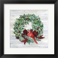 Holiday Wreath I on Wood Fine Art Print