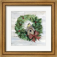 Holiday Wreath III on Wood Fine Art Print