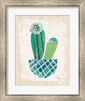 Collage Cactus II on Graph Paper Teal Fine Art Print