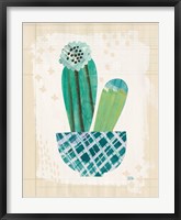 Collage Cactus II on Graph Paper Teal Fine Art Print