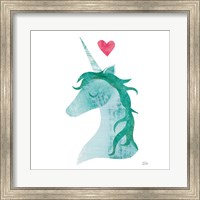 Unicorn Magic II Heart Sq Green Fine Art Print