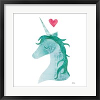 Unicorn Magic II Heart Sq Green Fine Art Print