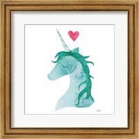 Unicorn Magic II Heart Sq Green Fine Art Print