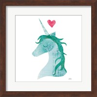 Unicorn Magic II Heart Sq Green Fine Art Print