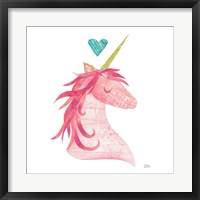 Unicorn Magic II Heart Sq Pink Fine Art Print