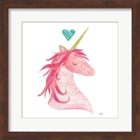 Unicorn Magic II Heart Sq Pink Fine Art Print