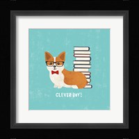 Good Dogs Corgi Teal Fine Art Print