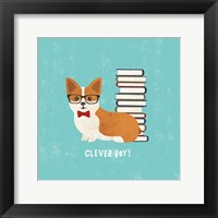 Good Dogs Corgi Teal Fine Art Print