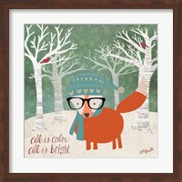 Hipster Fox Christmas Trees Fine Art Print