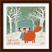 Hipster Fox Christmas Trees Fine Art Print