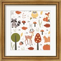 Fall Tree & Animal Pattern Fine Art Print