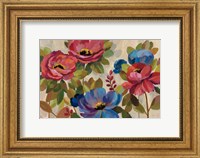 Coral and Blue Flowers Fine Art Print