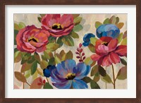 Coral and Blue Flowers Fine Art Print