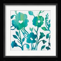 Teal Trio IV on White Framed Print