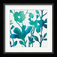 Teal Trio V on White Framed Print