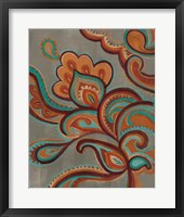 Bohemian Paisley I Turquoise Neutral Framed Print