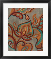 Bohemian Paisley II Turquoise Neutral Framed Print